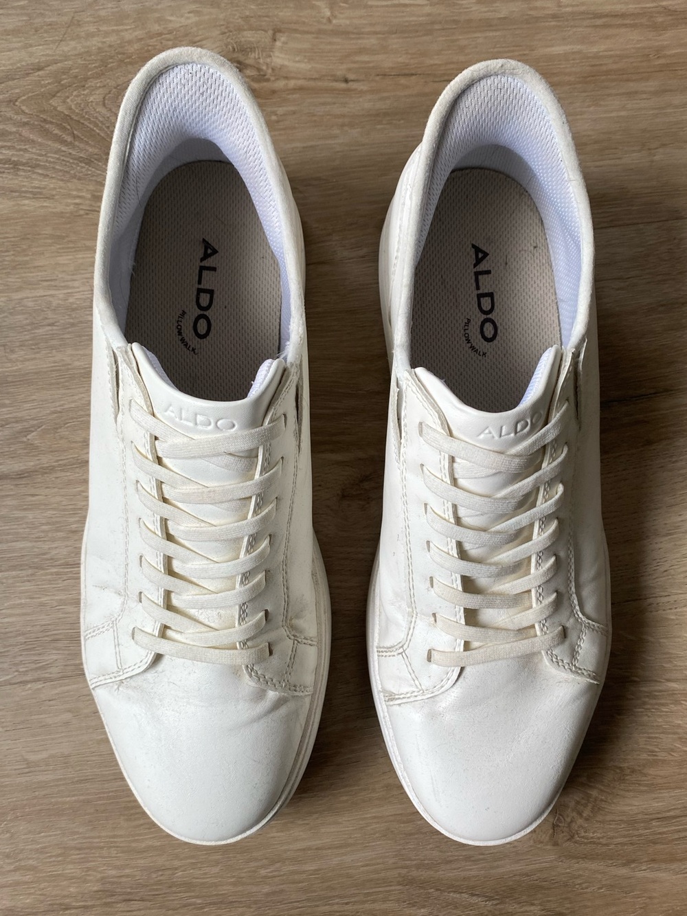 Aldo Off-White Leather Low-Top Sneakers
